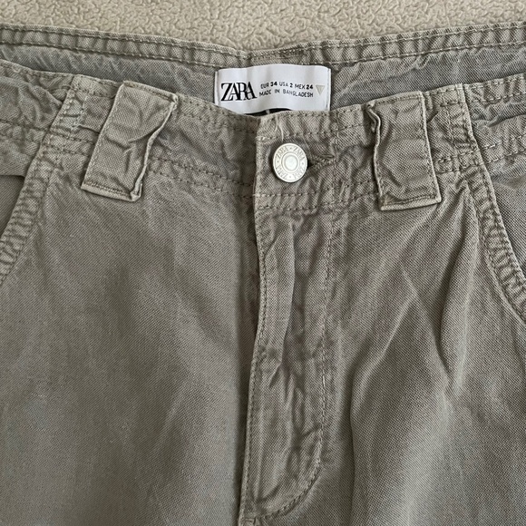 Zara Linen Blend Cargo Pants Light Grey - Picture 3 of 6